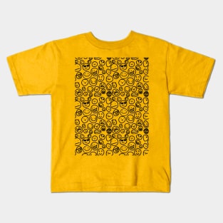 Smile Doodles - Black Line Kids T-Shirt